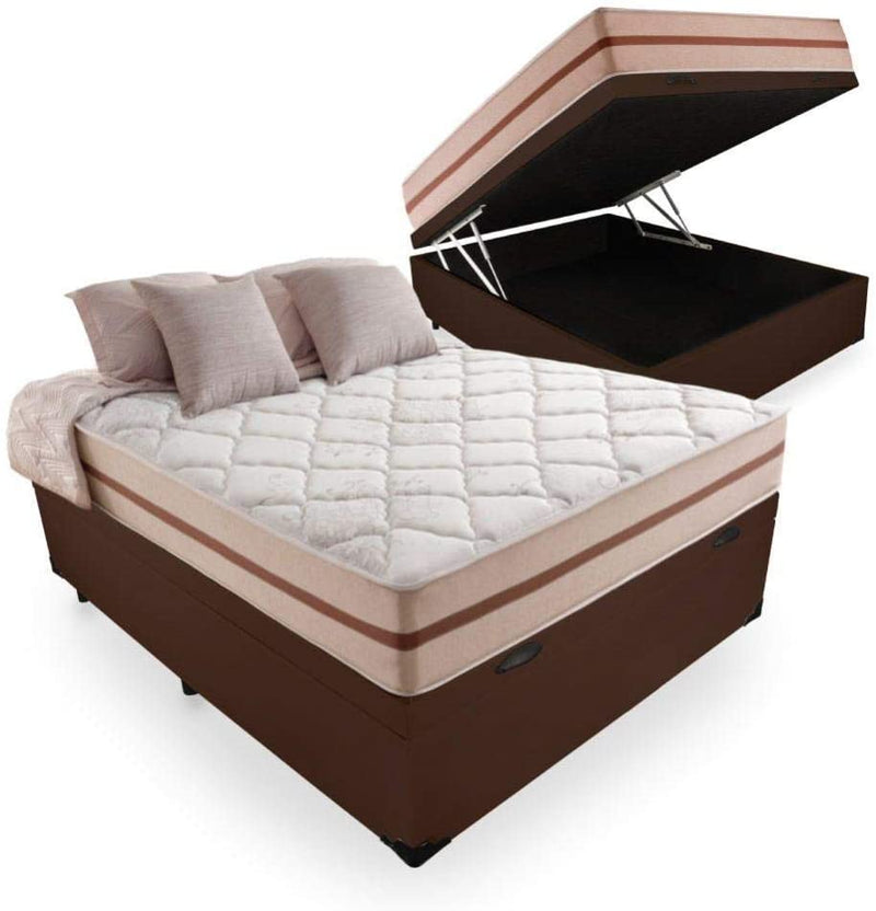 Cama Box Com Baú Casal + Colchão De Molas Ensacadas - Anjos - Classic 22x188x138cm - Gaamerr maniia 