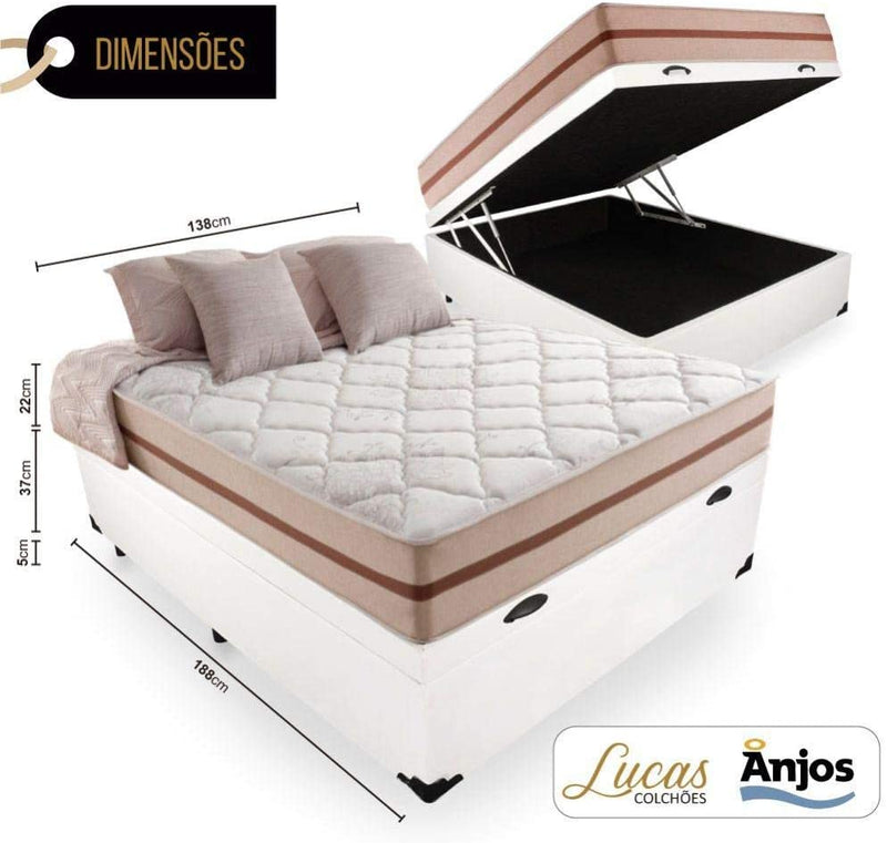 Cama Box Com Baú Casal + Colchão De Molas Ensacadas - Anjos - Classic 22x188x138cm - Gaamerr maniia 