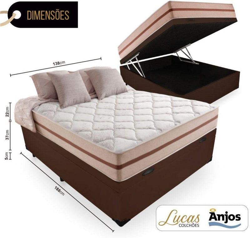 Cama Box Com Baú Casal + Colchão De Molas Ensacadas - Anjos - Classic 22x188x138cm - Gaamerr maniia 