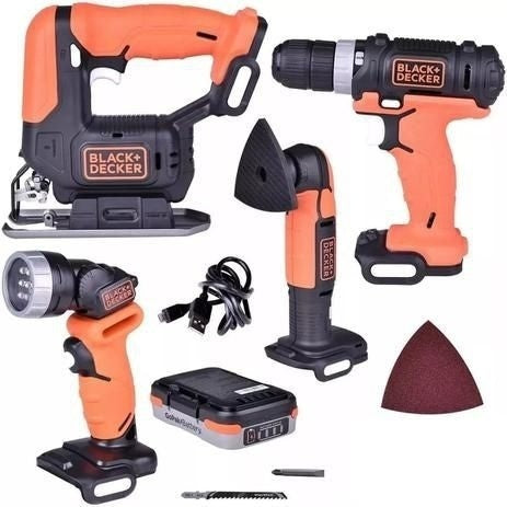 Kit Ferramentas Multifuncao 4x1 Gopak 12v Bateria Black & Decker Bdck502c1-b3 - ofertasbacanassss